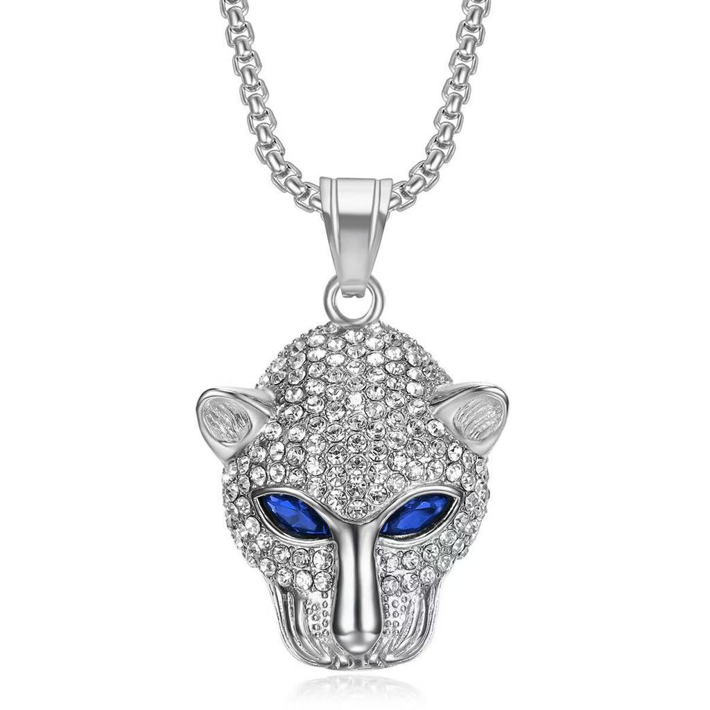 Vintage Stainless Steel Leopard Head Pendant Necklace Gothic Hip Hop Classic Animal Necklaces for Men Fashion Party Jewelry Gift