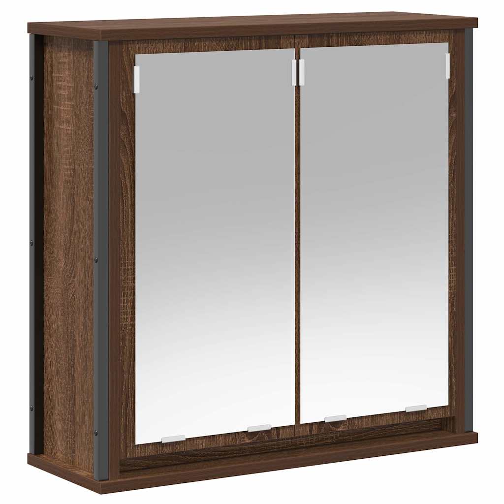 Bathroom Wall Cabinet with Mirror Brown Oak Effect 60 x 21 x 60 cm