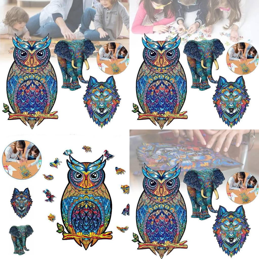 Unique Adult Wooden Puzzle With Intricate Animal Shapes Perfect For Stress Relief