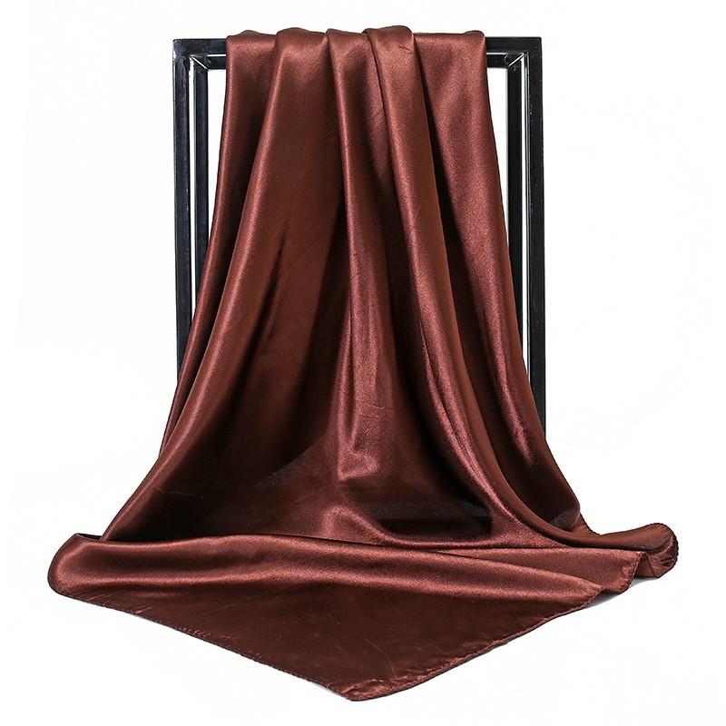 Spring/Summer Pure Colour Imitation Silk Hijab Outdoor Occupational Stewardess Neckerchief Women’s Strip Plain Print Scarf
