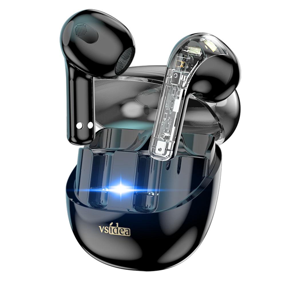 

VSIDEA A56S Wireless Headphones BT Earbuds Bass Enhanced with Noise Cancellation Earphones Black