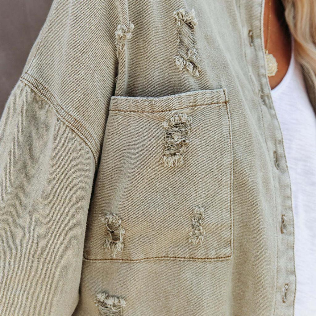 Women's Fashion Casual Solid Color Long Sleeve Denim Jacket