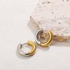 Fashion Gold Silver Double Colors Stainless Steel Gold Plated Huggies Earrings Plain Ring Ear Hoops for Women Punk Jewelry