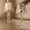 1PC Vintage-Inspired Glass Table Decoration Desk Lamp Shaped European Transparent Glass Candle Holder Glass 18.5x8.5cm