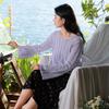 Sancai Women's Plus Size Loose Hollow Knit Cardigan