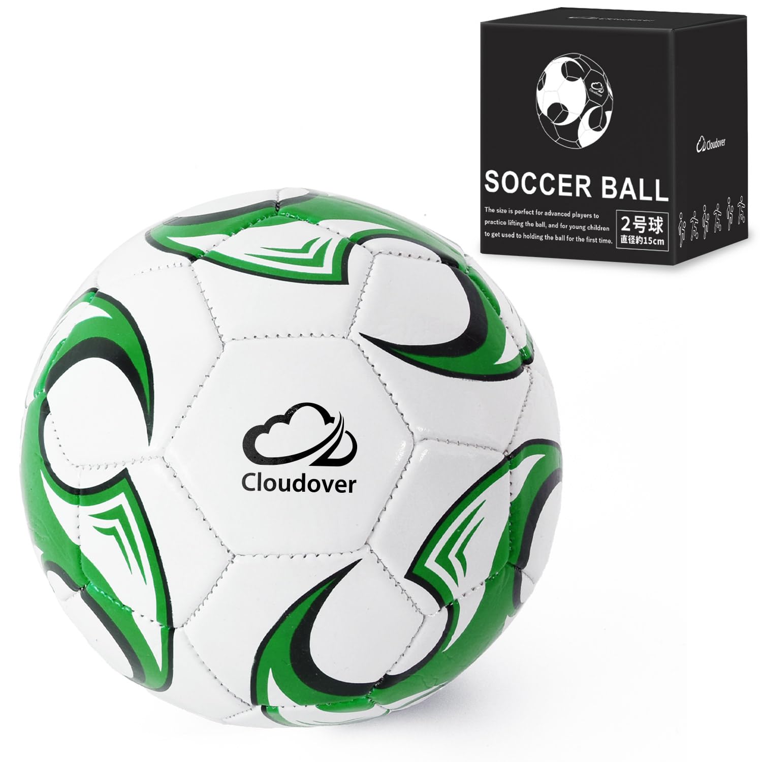 

Cloudover Soccer Ball, Small Size 2, Indoor/Outdoor, Dribbling and Lifting Practice, for Toddlers and Kids, Original Packaging (Green)