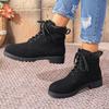 Plus Size Square Heel Martin Boots Women's New Lace-up Fashion Casual Versatile Booties