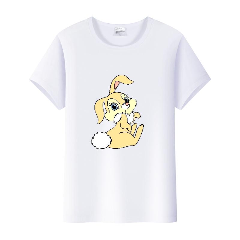 Kawaii Clothes Y2K Tshirt Plus Size Tops Unisex Cartoon Bambi Thumper Graphic T-shirt Summer Blouses White Tees