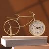Bicycle Table Clock Mini Bike Model Alarm Clock Battery Powered Decorative Metal Tabletop Clock for Living Room Kitchen Bathroom Office Desk Shelf