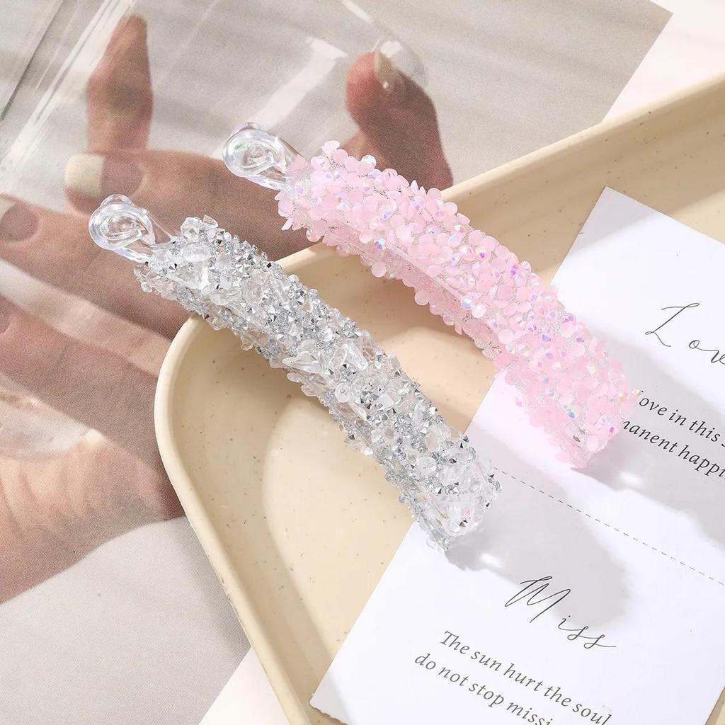 New Color Pan Hair Banana Clip Light Luxury Stone High-end Fashion Ponytail Clip Hair Accessories Hairpin