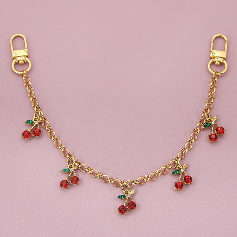 Temperament Glass Stone Red Cherry Chain Jewelry Bag Hanging Jewelry Bag Charm Bag Accessories