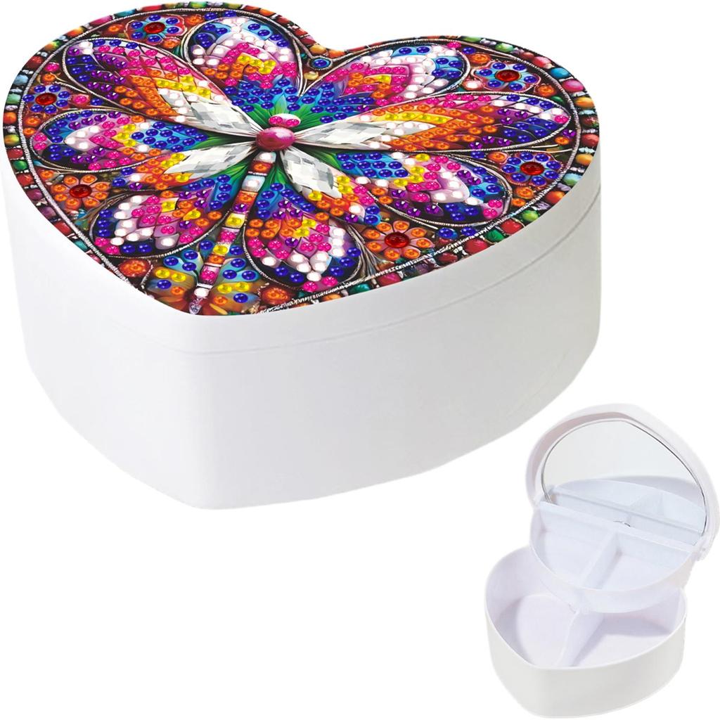 DIY Diamond Painting Handmade Storage Box Partial Drill Crystal Storage Case Kit Heart-Shaped Jewelry Box for Home Decor