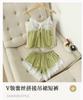 Suspender two-piece set summer new thin ice silk suspender skirt lace with chest pad backless sexy home women's pajamas