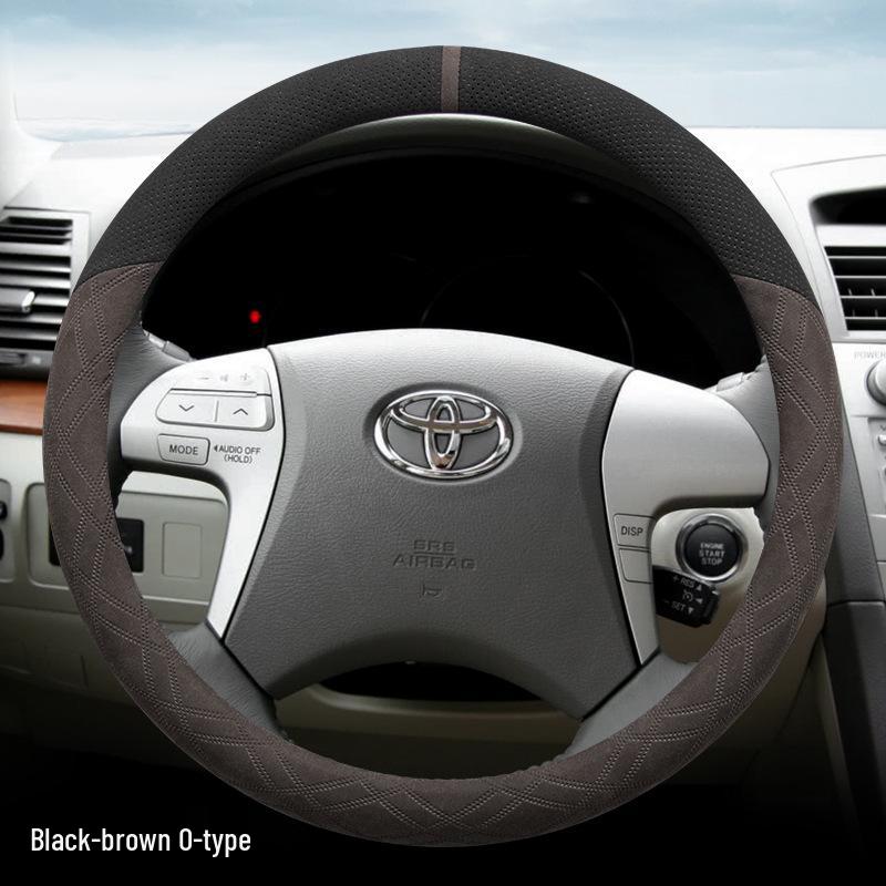 Suede Steering Wheel Cover for Toyota Prado, Camry (6th & 7th Gen), Reiz, Land Cruiser, and Land Cruiser Prado