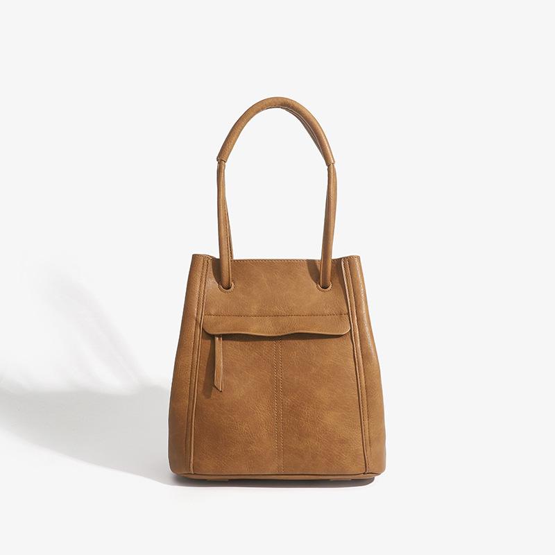 

Сумка-ведро из мягкой кожи в стиле ретро, женская сумка для мам, сумка через плечо для поездок на работу, вместительная сумка на одно плечо