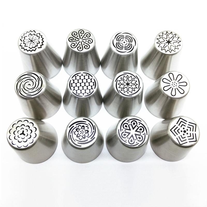 13pcs Russian Tulip Icing Piping Nozzles Stainless Steel Leaf Flower Cream Pastry Tip Kitchen Cupcake Cake Decorating Tools