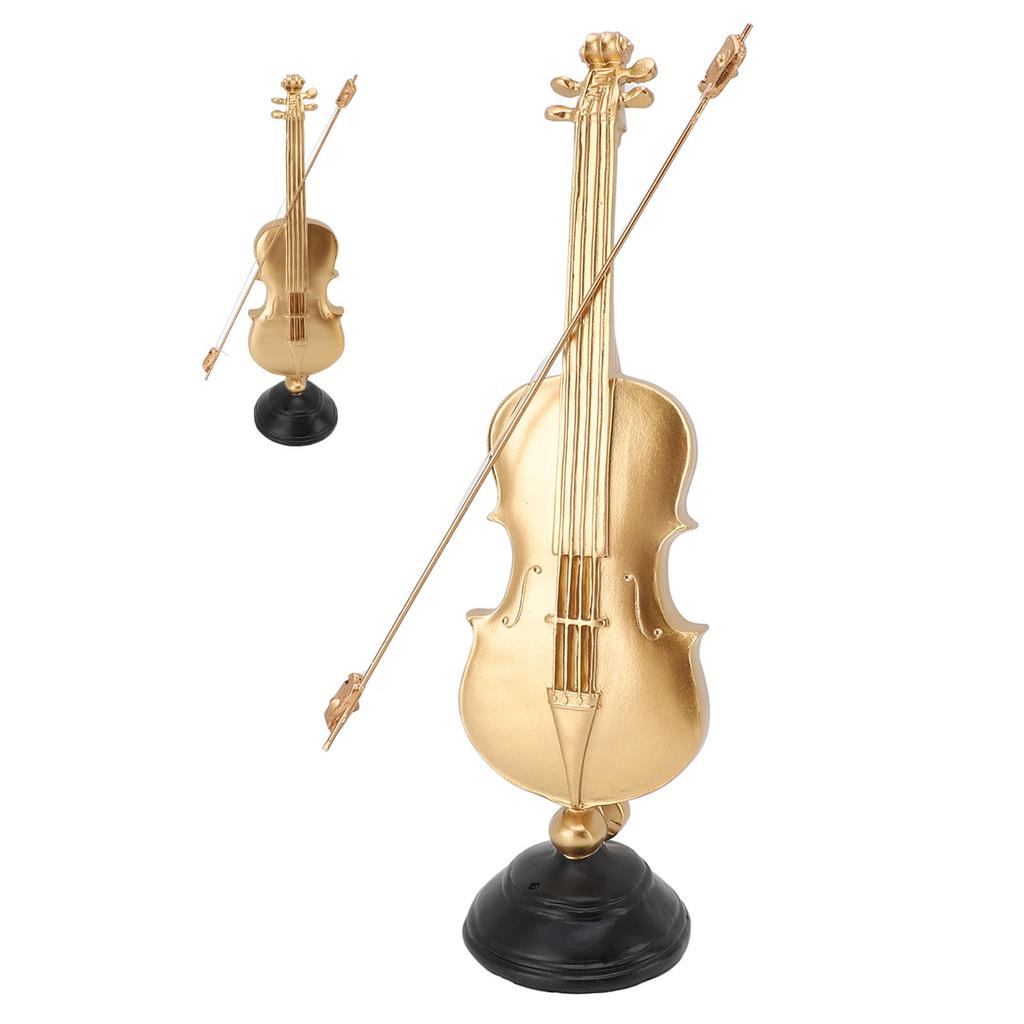 14.17 X 3.94 X 3.82in Violin Figurine Golden Violin Craft Music Art Decor for Home Office Desk Shelf