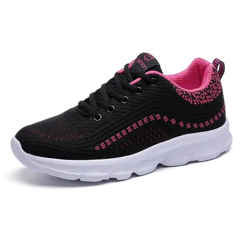 Women Fly Weaving Sports Casual Sneakers Ladies Soft Non-Slip Jogging Shoes Four Seasons Lightweight Breathable Running Shoes