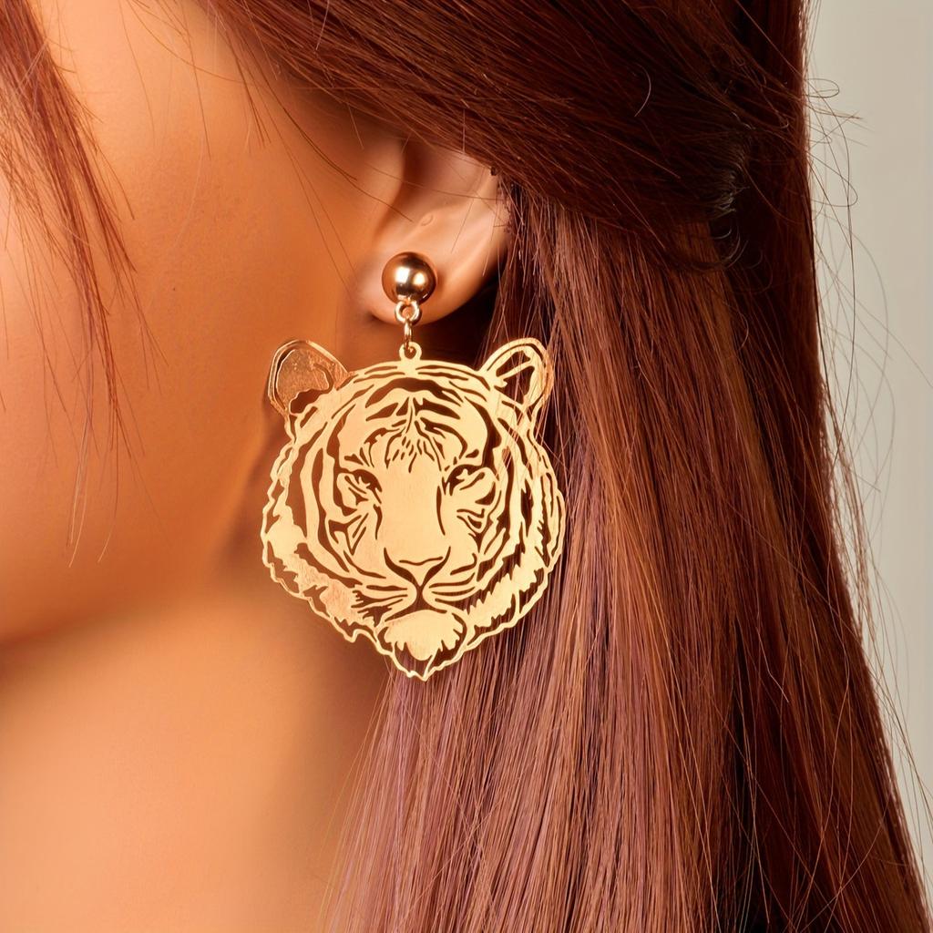 Computer Piece Copper Piece Trend Tiger Head Retro Fashion Temperament Stud Earrings
