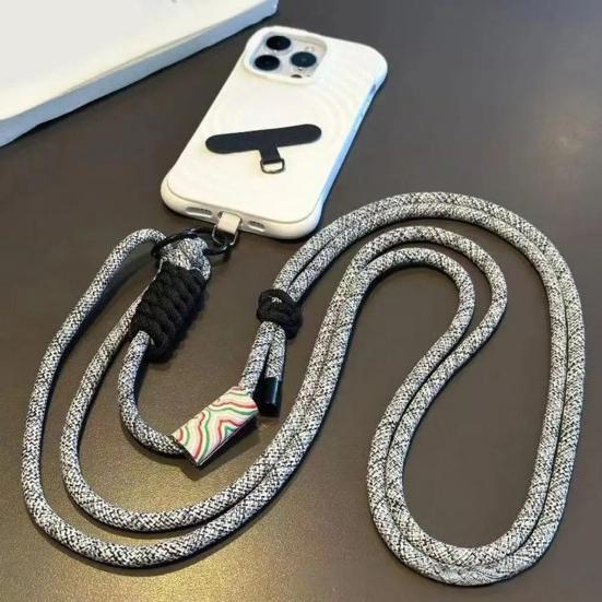 Adjustable Phone Lanyard with Auspicious Clouds Pattern Long Crossbody Strap Anti-loss Phone Tether Fashionable Phone Accessory