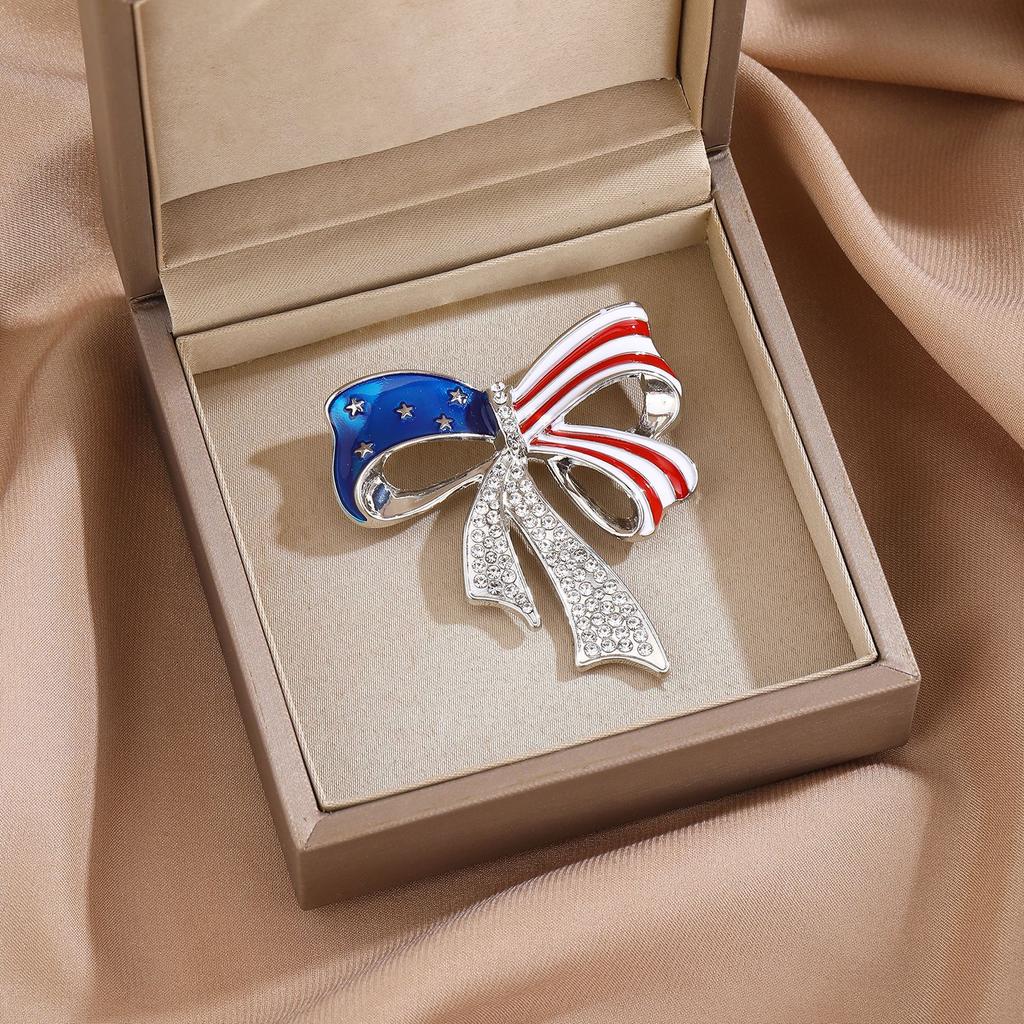 Bow brooch, high-end and niche, American flag chest flower, clothing decoration accessories