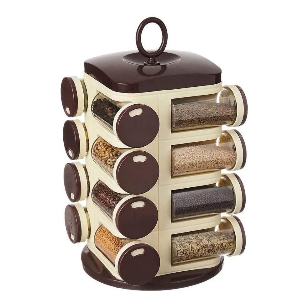 Ensemble de récipients à épices marron (16 pièces), Ensemble de contenants marron pour épices, JD FRESH