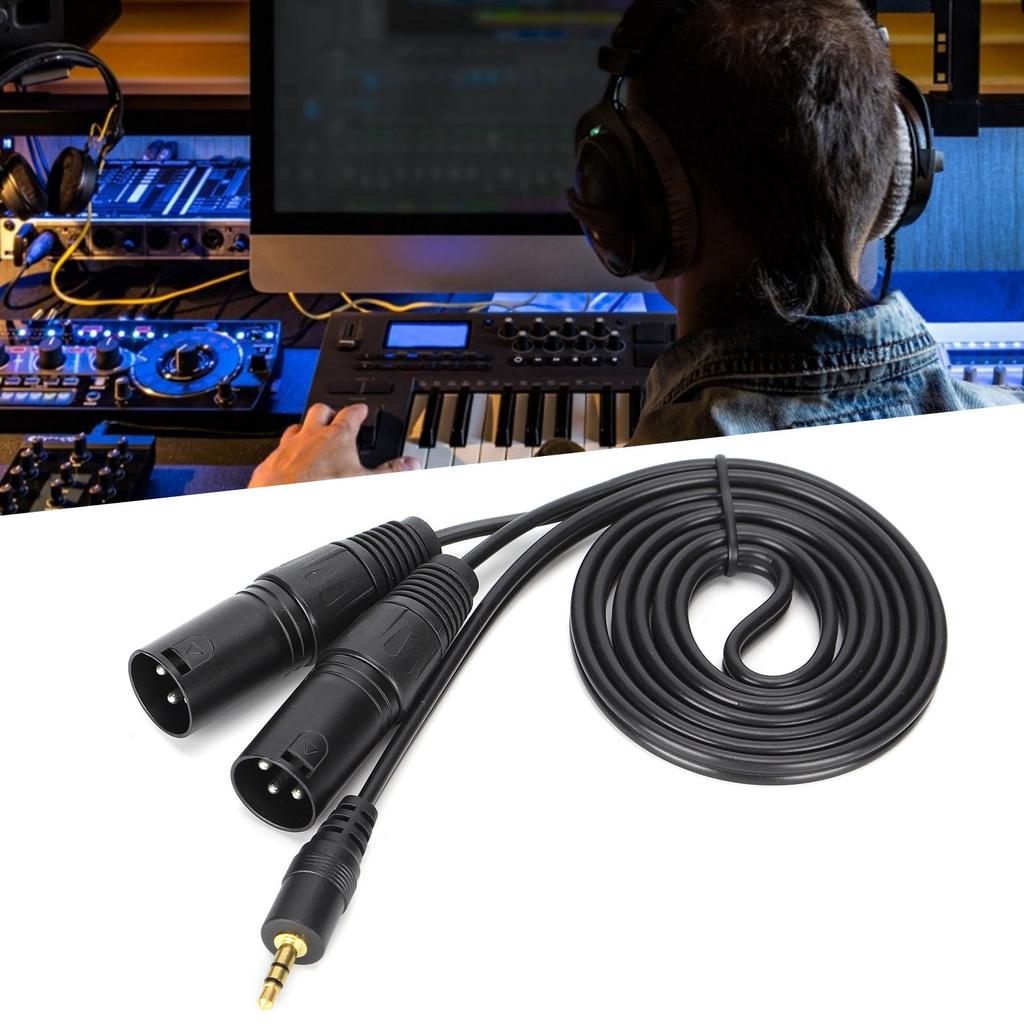 Microphone Cable 3.5mm Connector To Dual XLR Male Adapter Interconnect Patch Cord
