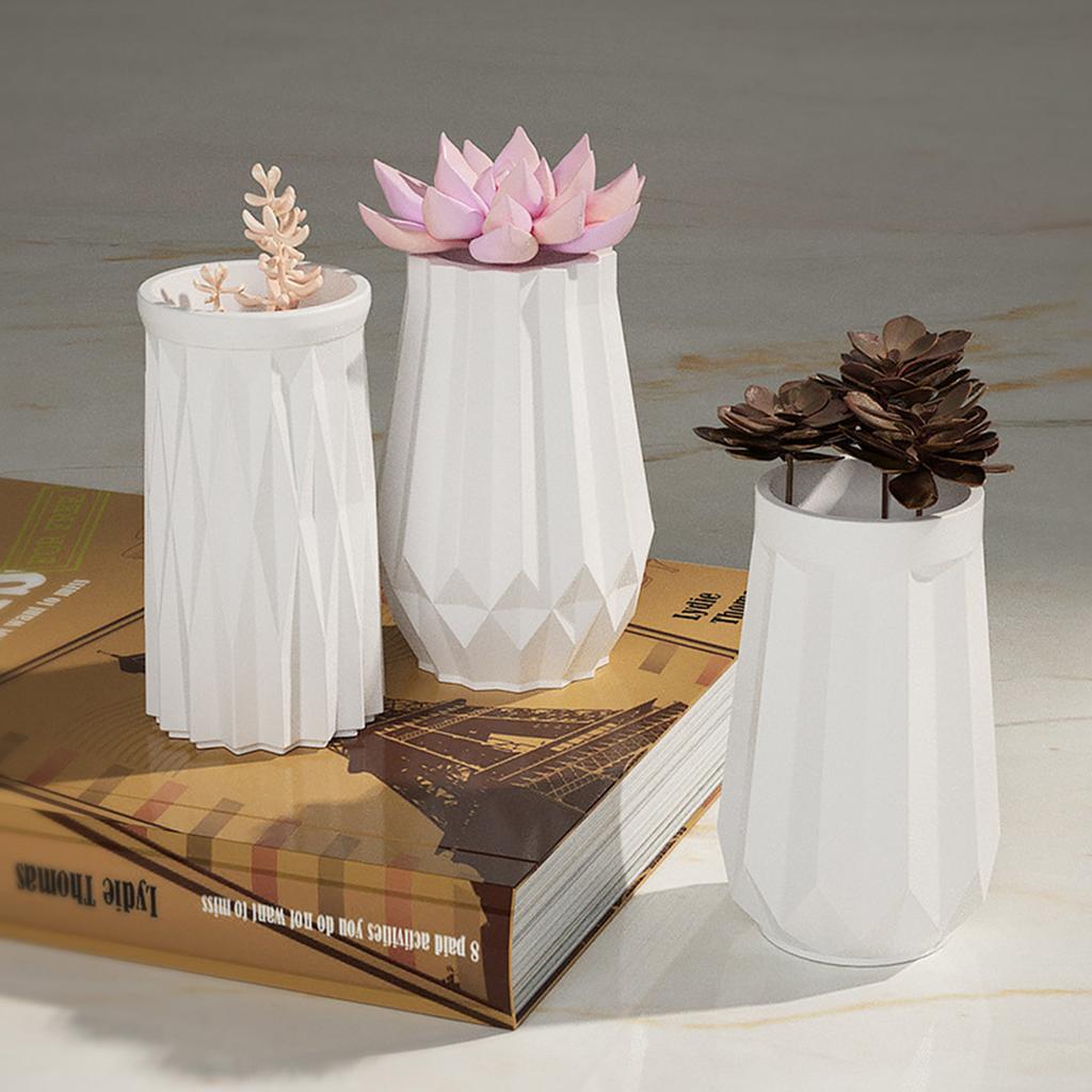 Silicone Resin Mold Flower Pot Vase Mould Epoxy Resin Casting Molds DIY Craft Concrete Mold Pen Holder Candlestick Mould