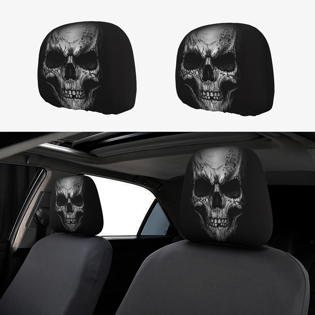 Head Rest Cover 2 Piece Ice Silk Cute Funny Cartoon Car Headrest Covers Seat Protector Accessories For Sedan Truck Suv Vehicle