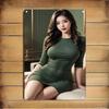 Metal Wall Art Woman In Green Dress, Elegant Modern Home Decor, Bar Cafe Iron Sign with Easy Mounting
