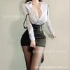 Domira Erotic Lingerie Sexy See-through Low Neckline Showing Chest Hip Skirt Secretary Uniform Suit Temptation Professional Attire