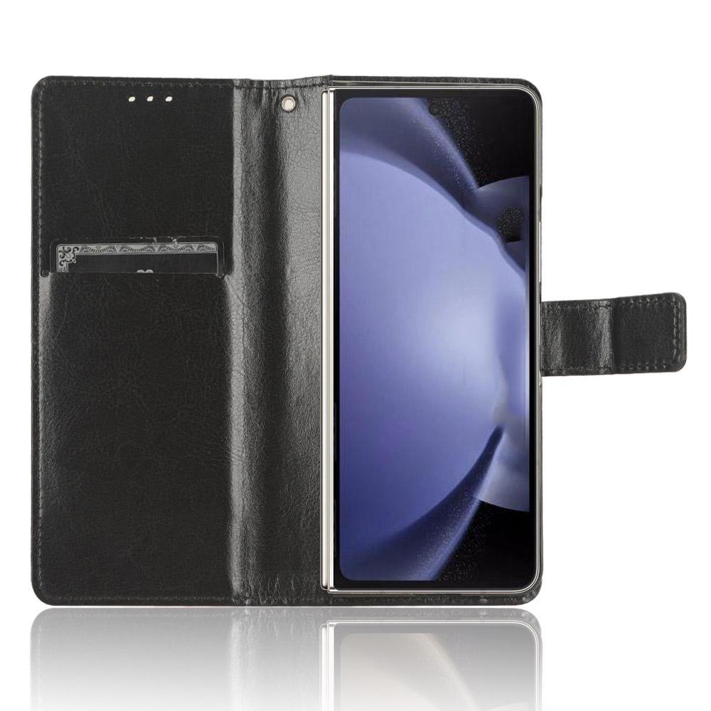 For Samsung Galaxy Z Fold6 5G Phone Case Pencil Slot Stand Leather Cover Crazy Horse Texture