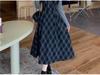 Plus Size Plaid Two-Piece Look Dress - Spring 2026 Slimming Long-Sleeved Waist-Cinched Skirt for Women