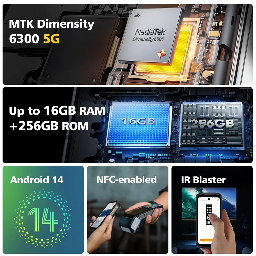 Ulefone Armor Mini 20 Pro 5G 4.7" Rugged Phone 64MP Night Camera Android 15 Smartphone 6200mAh Up to 16GB+256GB NFC Global