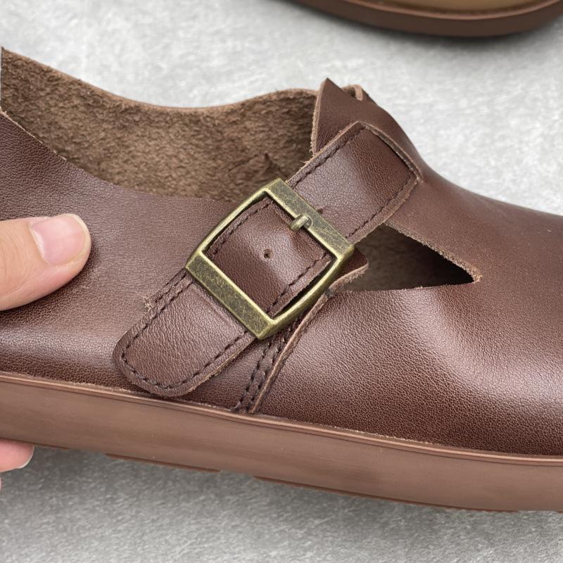 Mode GKTINOO 2025 Handgjorda Äkta Läder Flats Damskor Retrostil Slip On Casual Loafers Mjuk Sula Litterär Stil Damskor