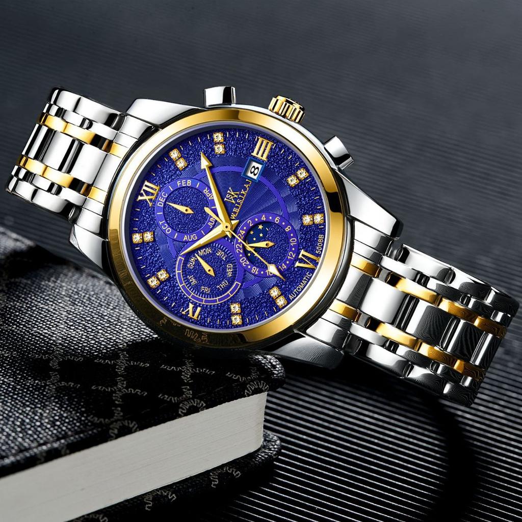 WEISIKAI 5008B Männer Uhren Neue TOP Marke Luxus herren Uhr Mit Box Wasserdicht Leucht Kalender Automatische männer Mechanische Uhren