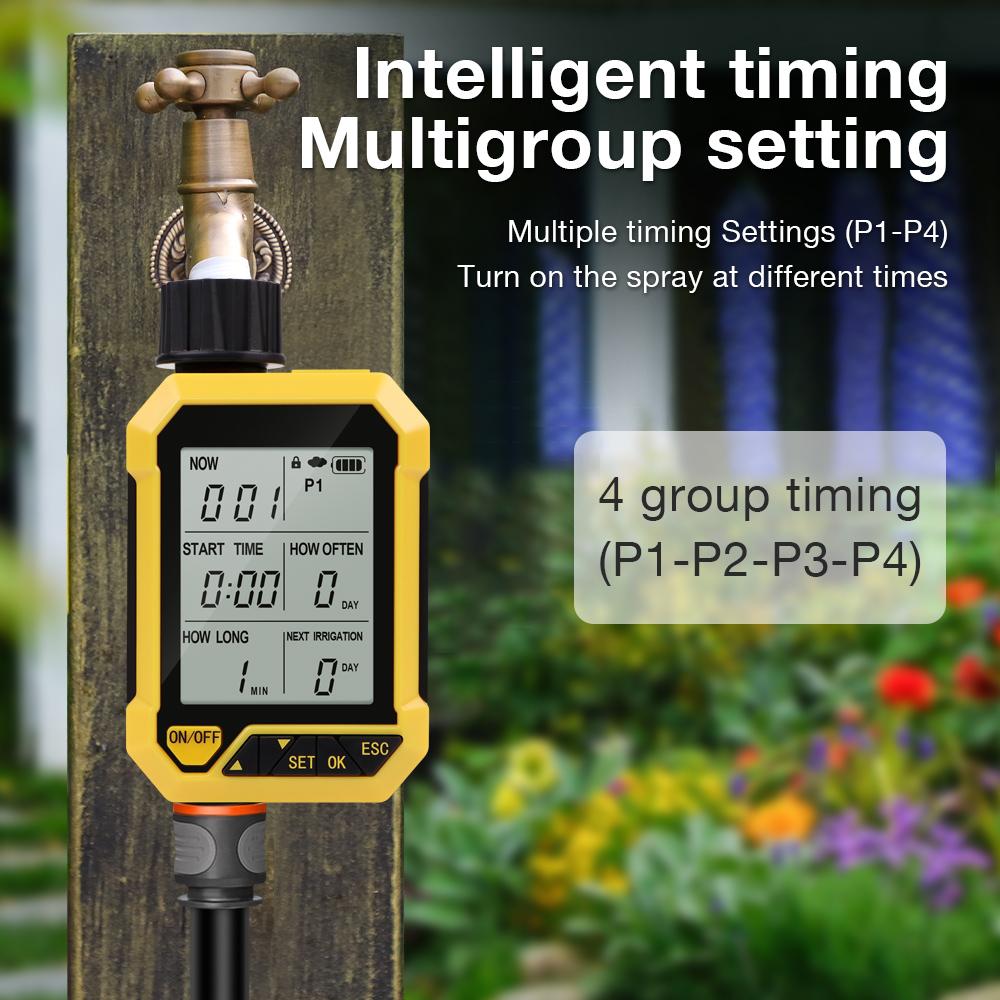 Large Screen Display Water Timer 1 Outlet Automatic Irrigation Watering Controller Progrmmable Timed Water Valve for Garden