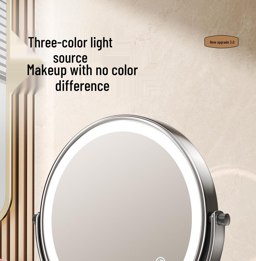 Wall-Mounted Foldable Vanity Mirror with Lights (Double-Sided, Punch-Free Installation) for Bathroom.
