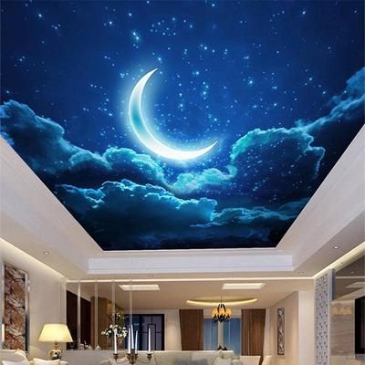 Sternenhimmel-Wandbild, 3D-Mond-Sternenhimmel-Landschaftstapete, Wohnzimmer-Schlafzimmer-Deckenwandbild, kreative Kunst-Tapete