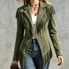 Women S Vintage Western Style Suede Fringe Long Sleeve Jacket