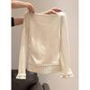 Women's Ruched One-Shoulder Long-Sleeve Top with Lace Hem, Perfect for Early Spring