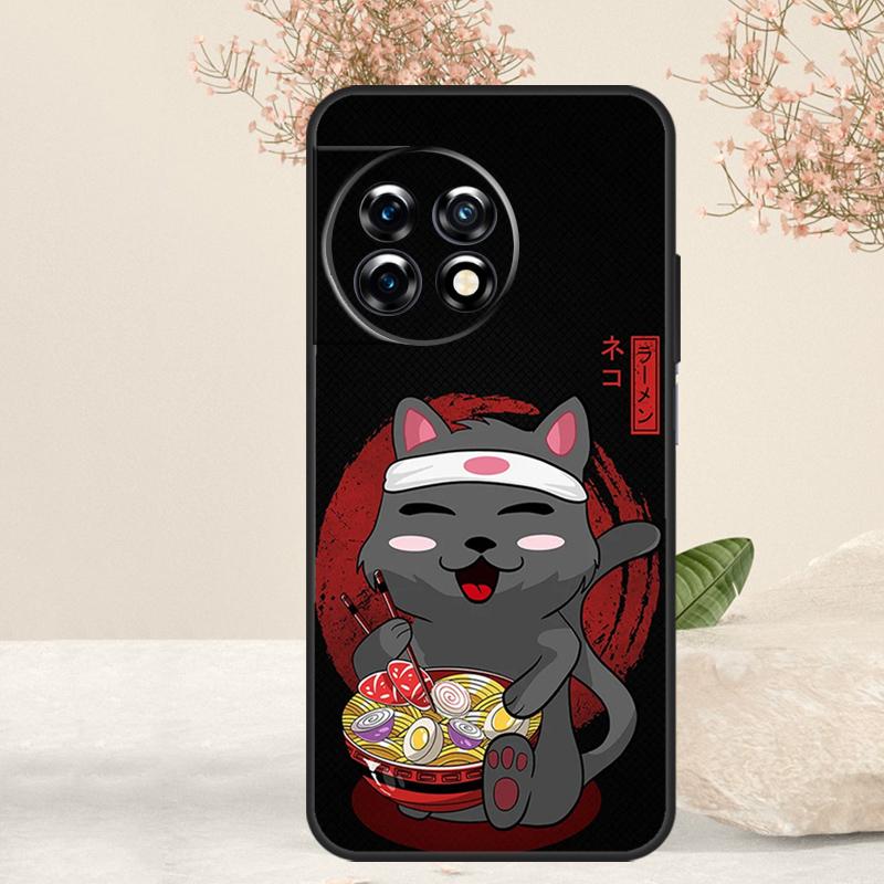 Ramen Cat Japanese Art Case For OnePlus 15 13 12 11 13T 13R 12R 15R 10T 8T 10 Pro Nord 5 CE 4 3 2 Lite N20 N30 Cover