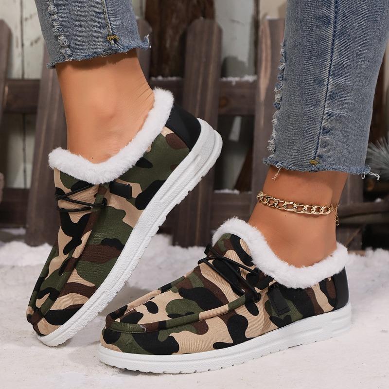 Fashion Flat Cotton Boots Women's Fashion Round Toe Suede Front Lace-up Soft Sole Anti-slip Wear-resistant Low-top Boots