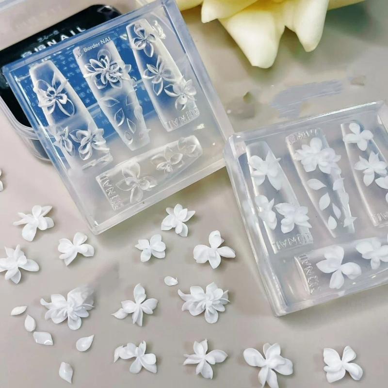 3D Silicone Flower Nail Mold DIY Nail Art Transparent Flexible Flower Template Reusable Decoration for Salon Home Manicure