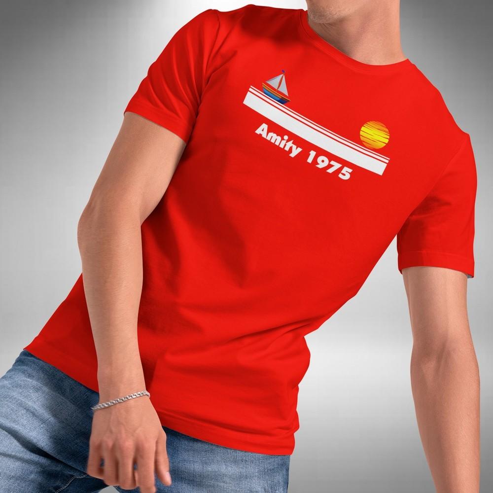 

Amity 1975 T-Shirt Funny Jaws Inspired Sailboat Sunset Island Smalll to 5XL M