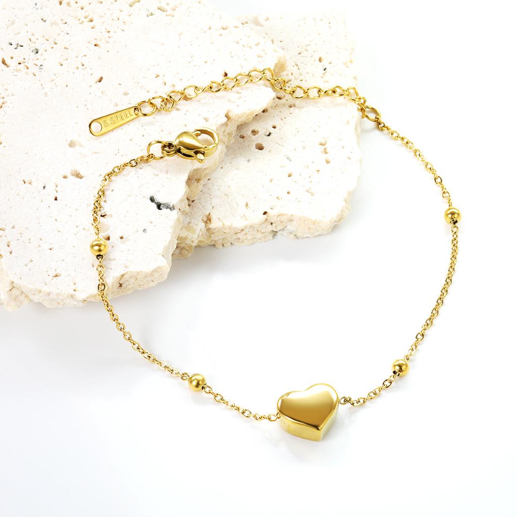 Jewelry three-dimensional heart-shaped bracelet niche design versatile love jewelry electroplated 18K stainless steel bracelet