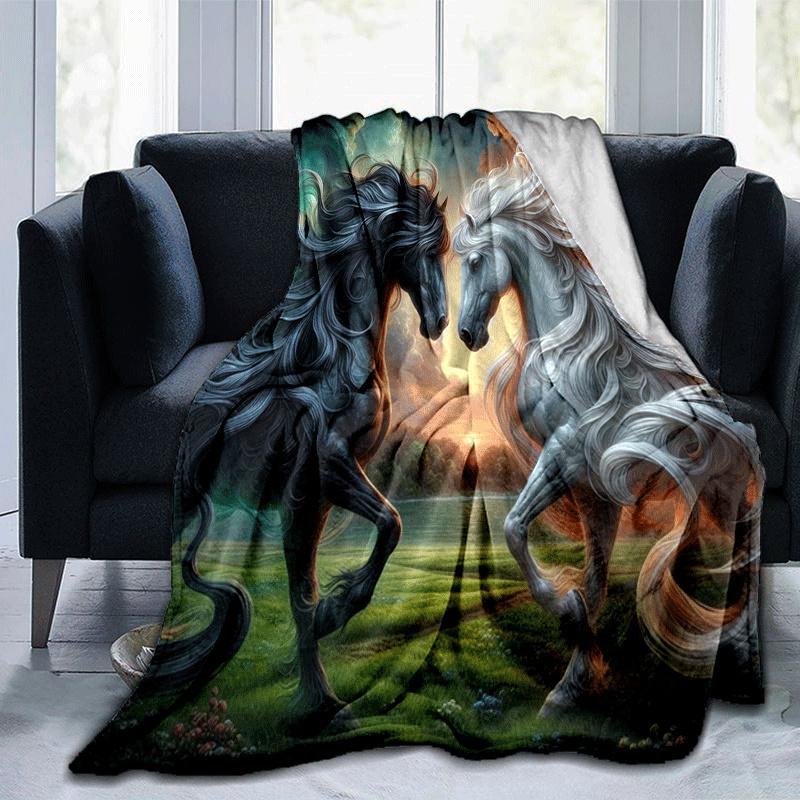 1 Stück Pferdedruck Leichte Flanelldecke, Bequeme und Warme Decke, für Camping Sofa Bett und Couch Büro, Geeignet für Geschenk Decke
