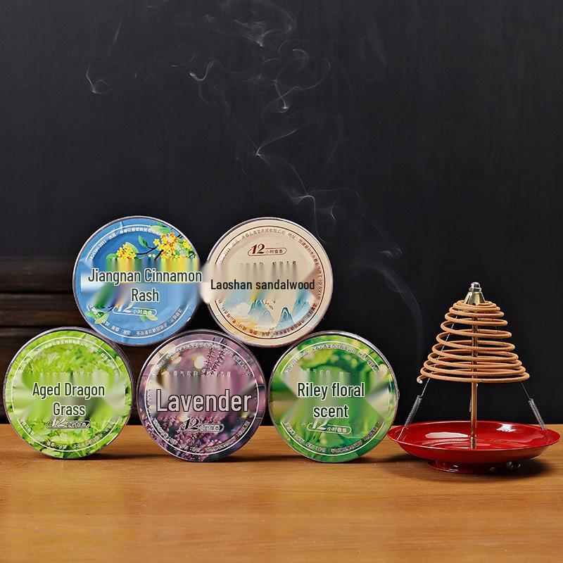 12-Hour Coil Incense: Lao Shan Sandalwood, Agarwood & Mugwort - Odor-Reducing Household Deodorizer for Hotel Toilets