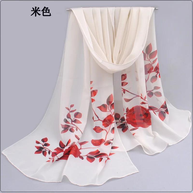 Spring And Summer Women Scarf New Pashmina Shawl Printed Cape Silk Chiffon Polyester Tippet Muffler 60*160Cm
