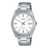 CASIO simple analog white and silver stainless for special occasions like coming of or school men's watch, design, steel. age